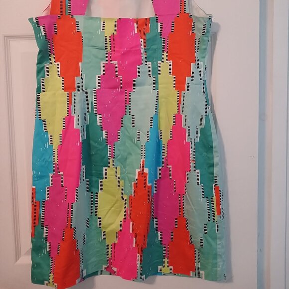 Cece Neon Geometric Pattern Sleeveless Woven Boho Dress Size 14 - Picture 5 of 10